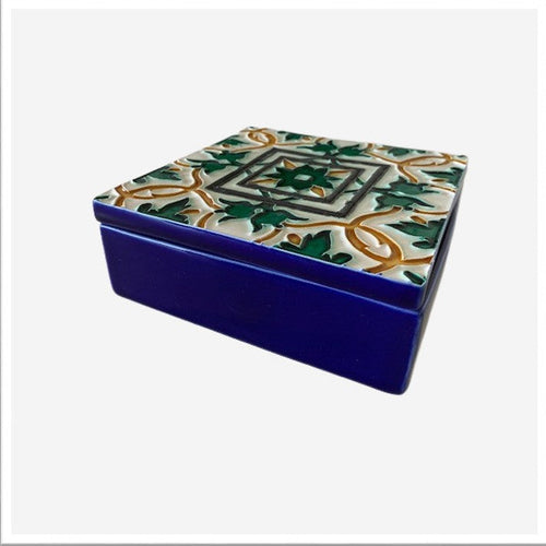 Caja decorativa cuadrada RAMA 10x10x7 cm Cerámica